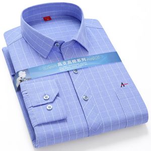 Chemises décontractées pour hommes camisa hommes chemise à carreaux en fibre de bambou décontracté à manches longues affaires reserva poche de mode formelle 230726