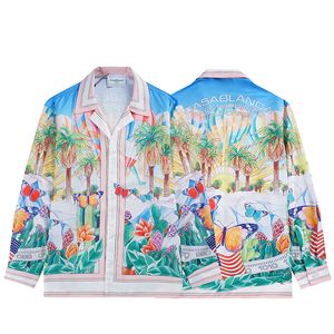 Chemises décontractées pour hommes Casablanca Butterfly All Print Shirt Harajuku Style hawaïen Ensemble de sport imprimé Bleu 230720