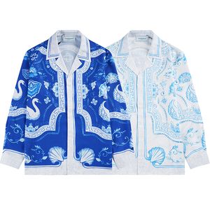 Chemises décontractées pour hommes Casablanca Harajuku Sweat-shirt imprimé de style hawaïen adapté à la chemise bleue décontractée pour hommes 230720