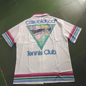 Hommes Chemises Casual Coloré Stripe Mountain Stadium Casablanca Tennis Club Shirt Hommes Femmes Hawaii Beach Seaside Holidy Surf Manches Courtes Lâche 230714