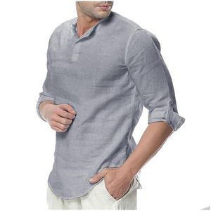 Chemises décontractées pour hommes chemises en coton Henley