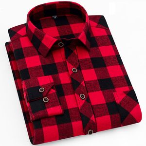 Casual shirts van heren vallen Smart flanel plaid merk mannelijk zakelijk kantoor lange mouw hoge kwaliteit kleding 230214