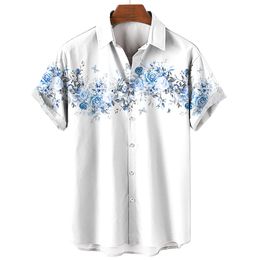 Camicie casual da uomo Moda Camicia hawaiana per uomo Felpa oversize con stampa floreale 3d Estate Maniche corte Abbigliamento da uomo Street Daily Tops 230720