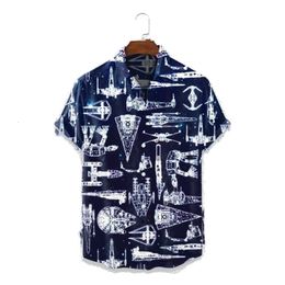 Hommes Chemises décontractées Mode Vintage Vêtements Aerospace Machine Imprimer Respirant À Manches Courtes Hawaiian hommes et femmes top chemises 230726