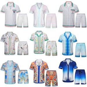 Chemises pour hommes à manches courtes Casablanca Casesses de survêtement pour hommes assortis Hawaiian Men Imprimé de la plage HIP HOP COSTOSS