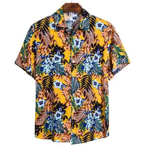 Hommes Chemises Décontractées Hawaiian Polyester D'été Chemise À Manches Courtes Feuille Tropicale Motif 3D Impression Plage Mâle Blouse Pour Hommes 5xl 230726