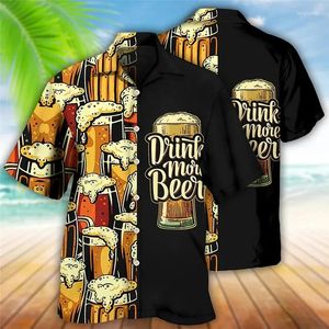 Heren Casual shirts Hawaiiaans shirt 3D-print bierpatroon korte mouwen strand t-shirt top feestje vintage stijl voor mannen en dames