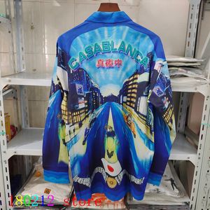 Camisas informales para hombres Japan City Night Racing Impresión Casablanca Camiseta de manga larga Hombres Mujeres Hawai Beach Fina de tela delgada Blusa 230815