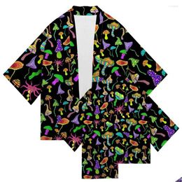 Heren Casual shirts Japanse kimono traditionele paddestoelprint Cardigan Aziatische kleding Harajuku samurai yukata hiphop drop levering ap dhkba