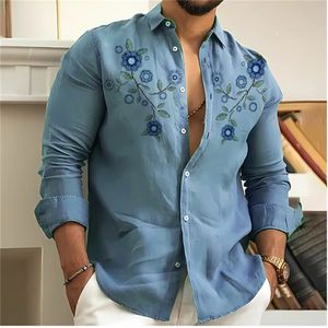 Mens Casual Shirts Loisirs Mode Creative Fleur Imprimer Tissu Doux Confortable et Sain En Plein Air Party Top 230718