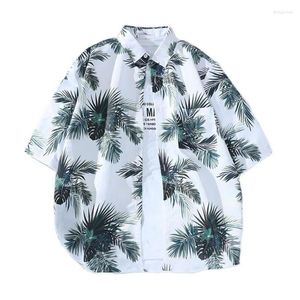 Heren Casual Shirts Mannen 2023 Zomer Hawaiiaanse Strand Zee Bloemenprint Shirt Button Up Dunne Half Korte Mouw Koreaanse Mode kleding