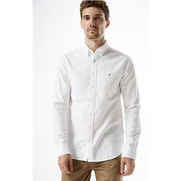 Heren Casual Shirts Heren Shirt Merk Mannelijke Hoge Kwaliteit Lange Mouw Gant Effen Kleur Plus Grote Maat Zwart Wit Man jurk 3XL 230511 5H4W
