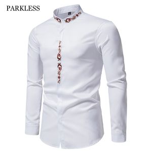 Heren Casual shirts Men Spring herfst shirt Prom Sociaal Henley overhemd met lange mouwen Gold Print Tops Kleding Streetwear Casual Mode Kleding 230224