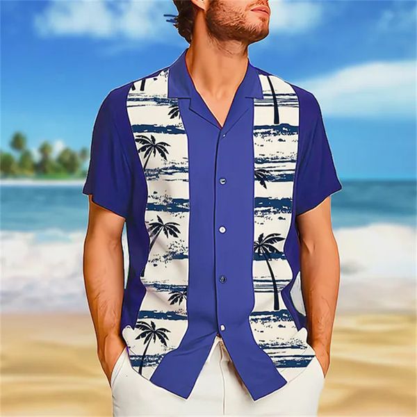 Camisas casuales para hombre Camisa hawaiana para hombre Impresión gráfica de madera de coco Cuello cubano Playa casual Botón de manga corta 3D SX5XL 230328