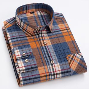 Camisas casuales para hombre Camisas casuales de franela a cuadros para hombres Otoño Invierno Manga larga Ajuste regular Camisa de vestir de negocios a cuadros clásica Ropa para hombre 230114