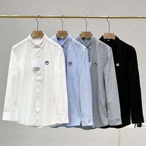 Camisas informales para hombre Polo Camisa de manga larga de color sólido L home Camisa de negocios informal con logotipo bordado