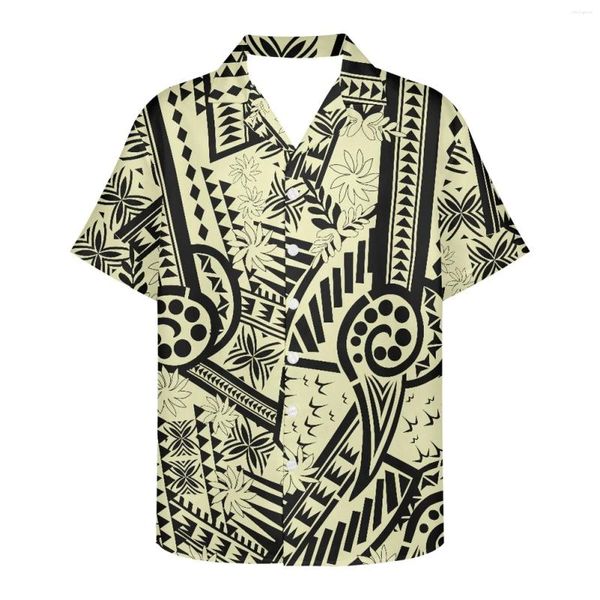 Camisas informales para hombre Polinesia Tribal Samoa Tótem Tatuaje Samoa Impresiones Vintage Calle Manga corta Verano Material fino Camisa hawaiana