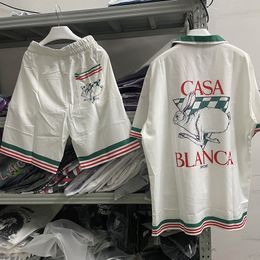 Camicie casual da uomo Camicia Casablanca con stampa di coniglio Uomo Donna Qualità Hawaiian Tee Gym y2k 230714