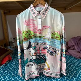 Chemises décontractées pour hommes Voiture à voile Casablanca 1 cardigan à manches longues de haute qualité 3XL lâche chemise Aloha pour hommes 230718
