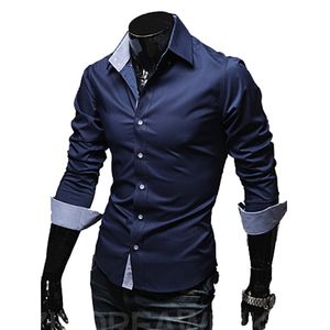 Mens Casual Shirts Sale Mens Slim Fit Jurk Lange Mouwen Shirts Soild Mannelijke Social Shirts Designer Chemise Homme 3XL 25