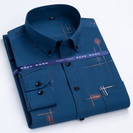 Heren Casual Shirts Overhemd Print Mannen Lente Mode Casual Soft Comfort Button Plaid Smart Shirt Slim Fit Stretch Anti-Rimpel Noniron Sociale Tops 230729