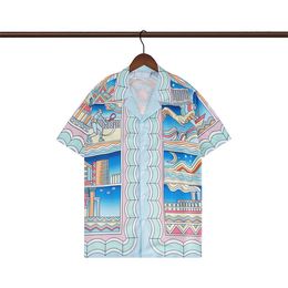 Camisas casuales para hombre camisa de manga corta Costuras estilo playa coloridas Camiseta clásica de negocios Solapa con botones Camisas de calidad ajustadas vacaciones de verano de talla grande # 02