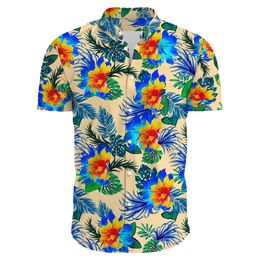 Hommes Chemises Décontractées D'été Hawaii Robe Lâche Couleur Impression À Manches Courtes Plus La Taille 3XL Marque Vêtements Plage Fleur Aloha Chemise 230718