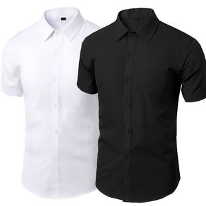 Mens Casual Shirts Zomer Shirt voor Mannen Dagelijkse Witte Korte Mouw Button Down Slim Fit Mannelijke Sociale Blouse 4XL 5XL 230713