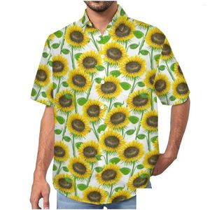 Mentes Casual Chemises Salle de tournesol aquarelle Nature Fleur Feule de plage Shirt Hawaiian Novelty Blouses Man Graphic Plus Taille Drop Livrot Otmon