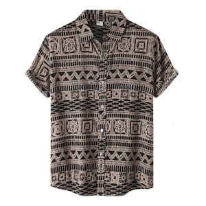 Mens Casual Shirts Vintage Kleding Etnische Stijl Gedrukte Streetwear Korte Mouw Tops Losse Hawaiian Oversized Shirt Dazn 230713