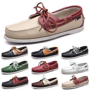 Chaussures décontractées pour hommes Noir Loisirs Argent Taupe Dlives Marron Gris Rouge Vert Marche Basse Souple Multis Cuir Hommes Baskets Baskets En Plein Air Chaussures Bateau Respirant AA003