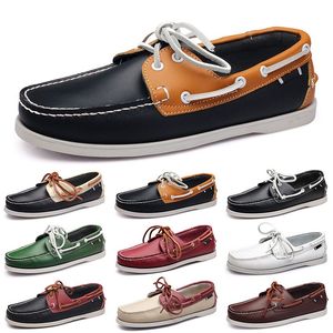 Chaussures décontractées pour hommes Noir Loisirs Argent Taupe Dlives Marron Gris Rouge Vert Marche Basse Souple Multis Cuir Hommes Baskets Baskets En Plein Air Chaussures Bateau Respirant AA035