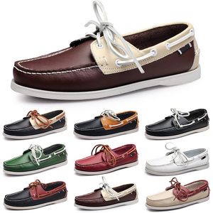 Chaussures décontractées pour hommes Noir Loisirs Argent Taupe Dlives Marron Gris Rouge Vert Marche Basse Souple Multis Cuir Hommes Baskets Baskets En Plein Air Chaussures Bateau Respirant AA002