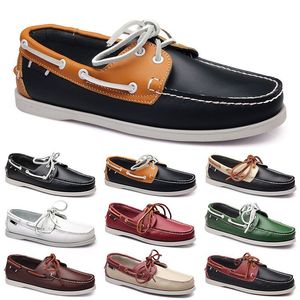 Chaussures décontractées pour hommes Noir Loisirs Argent Taupe Dlives Marron Gris Rouge Vert Marche Basse Souple Multis Cuir Hommes Baskets Baskets En Plein Air Chaussures Bateau Respirant AA085