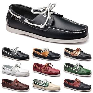 Chaussures décontractées pour hommes Noir Loisirs Argent Taupe Dlives Marron Gris Rouge Vert Marche Basse Souple Multis Cuir Hommes Baskets Baskets En Plein Air Chaussures Bateau Respirant AA080