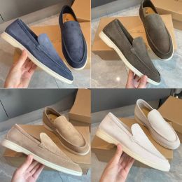 Casual herenschoenen LP Loafers Platte lage top Suède rundleer Oxfords Loro Mocassins Zomerwandeling Comfort Loafer Instapper Loafer Rubberen zool Flats Grote maten 46 47