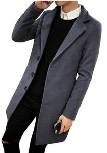 Mens Casual Single Breasted Slim Fit Lana Blended Pea Coat Long Winter Single Breasted Prendas de abrigo para hombre