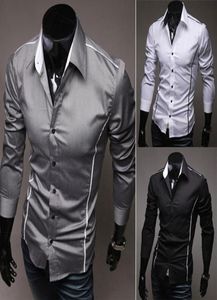 Mens Casual Slim Fit Jurk Formele Shirts Unieke Hals Lange mouw 2015 kleding mode 3 Kleuren Maat XXS XS S M L8747831