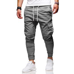 Heren Casual Effen Multi-pocket Broek Broek Plus Size Joggers Joggingbroek S-3xl W220307