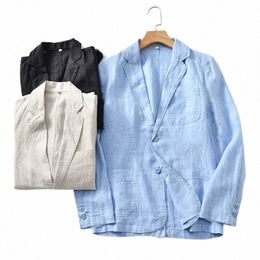 Hommes costume décontracté Blazer vestes lin léger coupe ample Fi manteaux de sport 2023 nouveau Fi hommes lin Blazer hombre 26HH #
