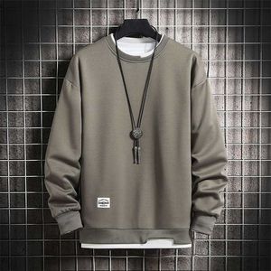 Heren Casual Sweatshirts Hoodie Mannen Nep Twee Stukken Multi Kleur O-hals Mode Harajuku Stijl Mannelijke Sweatshirt 2022 220114