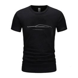 Camiseta de manga corta para hombre Top informal con diseño de moda estampado de automóvil Wear Street Wear Basic Graphic Plain 240403