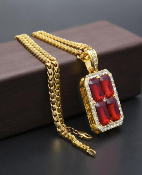 Collier pendentif en diamant Ruby Diamond Ruby Diamond Ruby Diamond de style Hop Hop Hop 18K