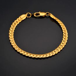 Bracelet de chaîne pour hommes pour hommes bijoux Braslet 2024 mâle couleur dorée 14k or jaune serpent chaîne lien bracelet bijoux pour hommes, bracelets amp bracelets