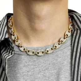 Chaîne pour hommes Hiphop glacé grains de café chaînes colliers strass mode chaîne cubaine collier Hip hop bijoux cadeaux 8740069