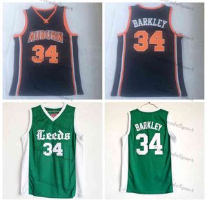 Hommes Charles Barkley # 34 Basketball Jerseys Leeds High School Green Vintage College Blue Navy Stitched