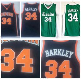 Mens Charles Barkley Tigers College Basketball Jersey azul marino 34 Leeds High School Jerseys Vintage Green cosido camisas S-XXL