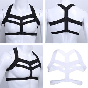 Arnés de pecho para hombre, Top corto, moldeador de cuerpo elástico, disfraz de escenario, lencería de Bondage Gay, cuello Halter, ropa de calle calada para club nocturno 258k