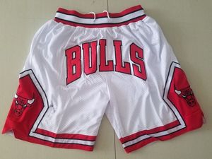 Mens''Chicago''Bulls''shorts baloncesto retro malla bordada casual atlético gimnasio equipo pantalones cortos blanco 001