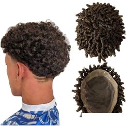 Perruques pour enfants pour hommes indiens vierges de remplacement de cheveux humains couleur de front moyen 4 spirale curl 8x10 mono avec pu toupet pour hommes noirs drop d otvhk